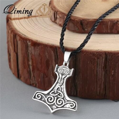 QIMING Fashion Axe Necklace Women Men Nordic Vikings Legendary Viking Thors Hammer Amulet Nordic Talisman Norse Jewelry