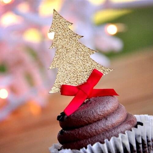 Custom Christmas Decorations Glitter Christmas Tree Cupcake Toppers milestones birthday Personalised any color food toothpicks