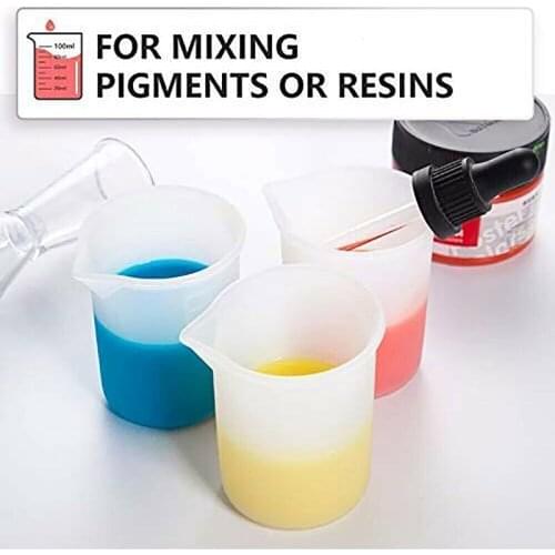 3Pcs Silicone Measuring Cups 100ml Resin Glue Casting Molds Craft Clear Mixing Cup With Scales Non-stick Adjustable Mixing Cups
