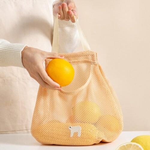 Foldable Hanging Storage Pocket Breathable Reusable Mesh Bag Kitchen Garlic Onion Vegetable Sorting Bag Kitchen Organizer