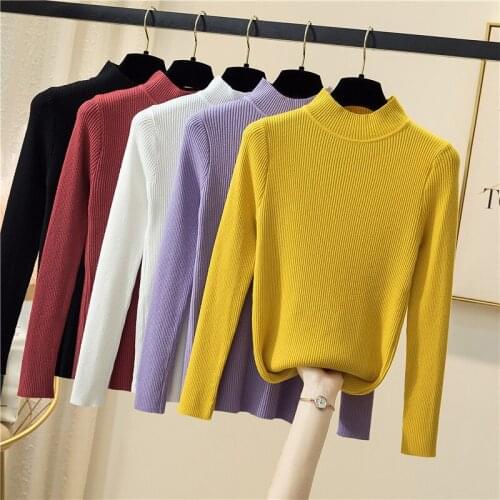 Half turtleneck sweater women thickened 2021 autumn and winter new Korean soft waxy slim stretch warm knitted base sweater