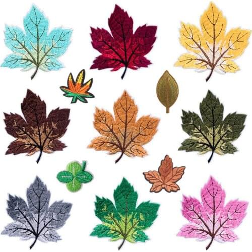 Iron on Beautiful Maple Leaf Patch Leaf Stickers for Clothing Heat Transfer Applique Embroidered Application Clothes Fabric G