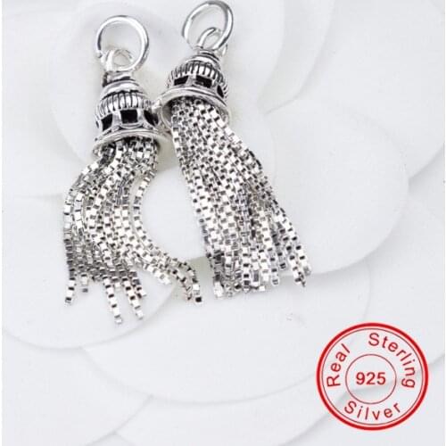 UQBing Vintage Thai Silver Box Chain Tassel Pendant Charms Fit DIY Bracelets Necklaces Jewelry Findings