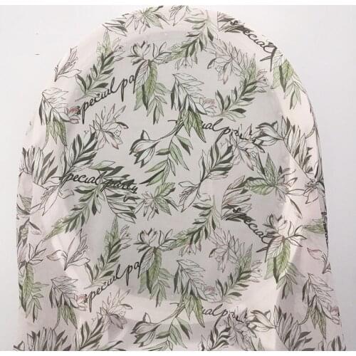 High quality baby powder Chiffon fabric Leaf printing material High grade robe dress cheongsam shirt tissu
