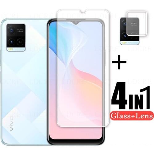 2Pcs For Vivo Y21 Glass Full cover Tempered Protetive Screen Glass For Vivo Y21 Camera Glass Protector Film Lens For Vivo Y21