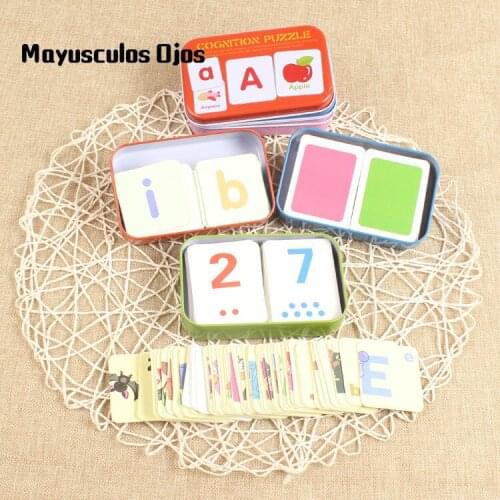 ZH Iron Box Puzzle Cognitive Card Baby Tear Is Not Bad Educational Toys Children Literacy Cognitive Cards