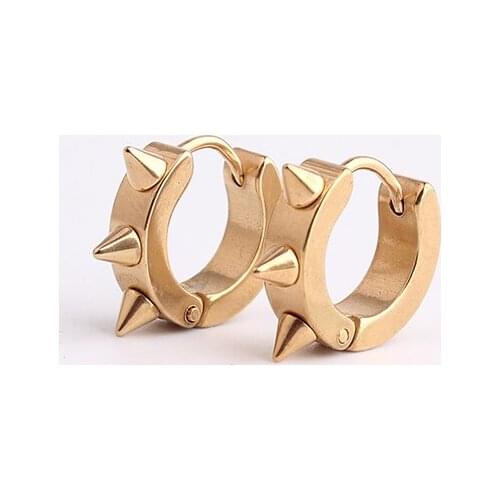 Gold color Hiphop punk Rivet 316L Stainless Steel Stud Earrings for women women wholesale