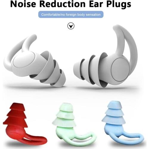 1Pair Soft Silicone Ear Plugs Three-layer Tapered Noise Reduction Earplugs Sleep Sound Insulation Ear Protector Tapones Oidos