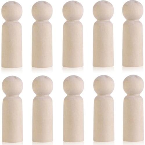 10pcs Natural Wooden Peg Dolls People Peg Dolls Wooden Men DIY Crafts Cake Topper KidS Printed Party Wedding Decoration