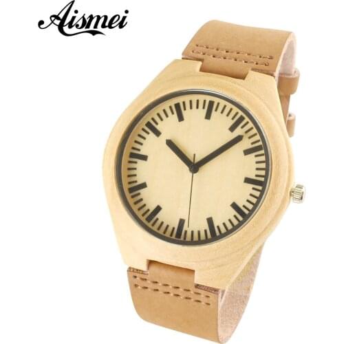 2018 Wooden Watch Women Men Vintage Leather Quartz Wood Dress Watch male Clock New Luxury Genuine Leather Strap Wristwatches