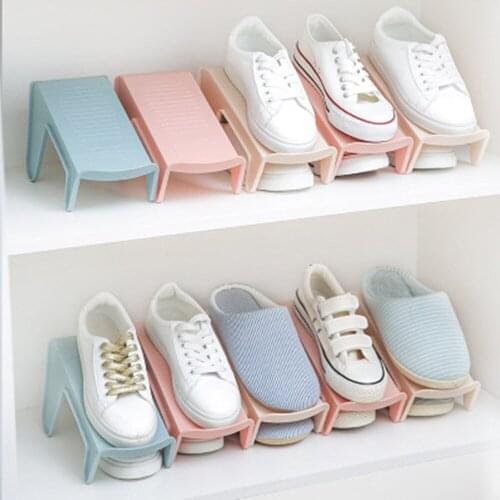 2021 Hot Sale Household Storage Shoe Rack Double Shoe Support Plastic Integrated Simple Space Economy Simple Shoe Storage Rack