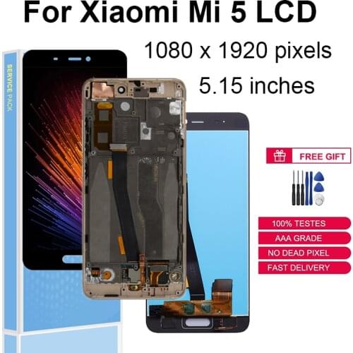 5.15" For Xiaomi Mi 5 Mi5 LCD Display Touch Screen Digitizer Assembly For Mi5 Replacement Parts With Frame+Fingerprint