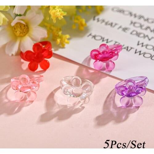 5pcs/lot Love Kids Cute Sweet Rings Design Flower Animal Fashion Jewelry Accessories Girl Child Gifts Finger Rings Chic Gift