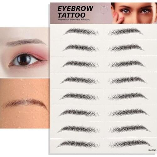 8 Pair 3D Eyebrow Tattoo Sticker False Eyebrows Waterproof Smudgeproof Long Lasting Eye Brow Stickers Makeup Cosmetics TSLM1