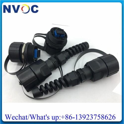 1Pcs IP67 ODVA-SC Simplex Bulkhead ODVA TE Brand Fiber Optic Adapter with Dust Cap+1Pcs ODVA SCAPC SX Fiber Adaptor Connector