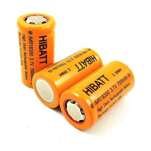 HIBATT 18350 3.7v 700mAh Power Battery (18500 26650 18650 14500)