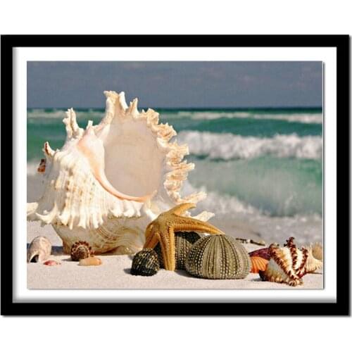 Diamond Painting Cross Stitch Rhinestones Crystal Needlework Diamond Embroidery Sea Shell Full Drill Home Decor