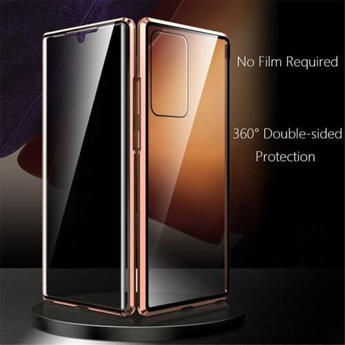 Anti-spy Phone Cover Case All-inclusive Protection Magnetic Adsorption Metal Glass Shell for Samsung S21 S21Plus S21Ultra Parts