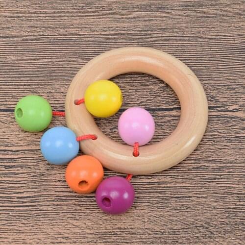 Round 4 styles Wooden Hand Bell Rattle Toy Rattles Creative Baby Bed Toys Musical Educational Instrument Toddler Rattle Baby Toy
