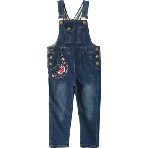Baby girl denim overall Korean Style flowers embroidered girls Jumpsuit overol jeans for girl baby girl clothes