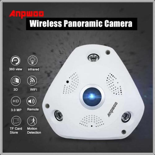 Hot Anpwoo PR002 3.0MP 1792*1536P 360 Degree Panoramic Monitor Fisheye WIFI IR Infrared Camera VR Camera With Two Way Audio P2P