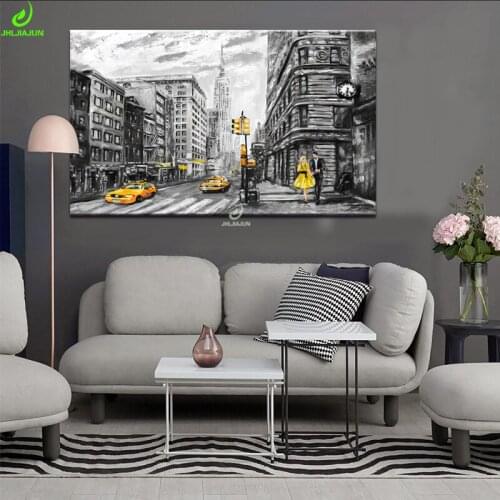 JHLJIAJUN Modern City Streetscape Canvas Painting Simple Oil Painting Modular Wall Art Print And Poster Living Bedoom Home Decor