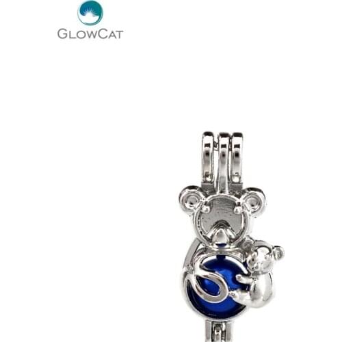 K695 5pcs/lot Silver Alloy lovely KoalaBaby and mom Beads Cage Pendant Locket Fairytale Party Essential Oil Diffuser