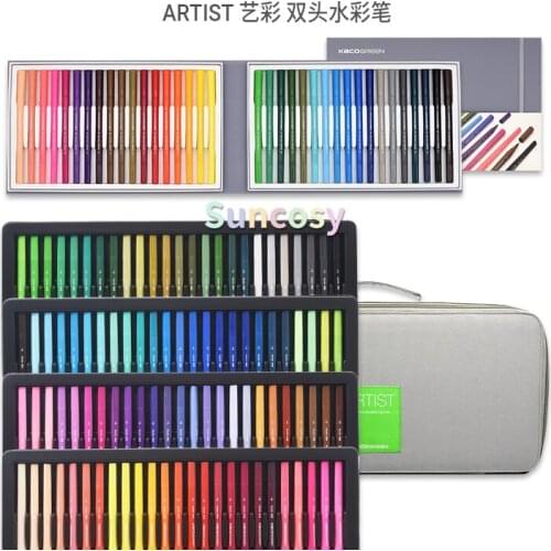 KACO ARTIST 36 100 Colors Double Tip Watercolor Pens, Painting Graffiti Art Markers Drawing Set, Children Students Gift