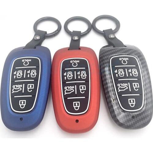 Carbon ABS Car Key Case Cover for Hyundai Solaris Sonata Hybrid NEXO NX4 New Grand Santa Fe Tucson 2020 2021 6 Buttons Keyless