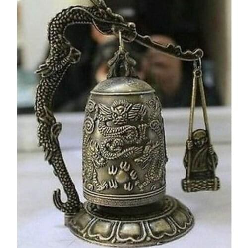 Chinese Bronze Brass sculpture Dragon Buddhism pray Bell