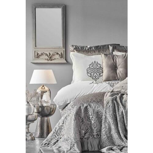 2022 pattern duvet cover palace linen Camilla Anthracite 13 Piece Dowry Set