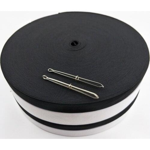 High quality 20MM 3/4" White/Black Soft Knit Braided Elastic Webbing Band For belt DIY Sewing Garment Accessories width 9 meters