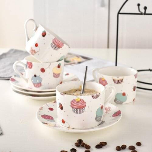 Nordic creative ceramic fresh cute milk breakfast coffee tea cup set western restaurant afternoon tea household
