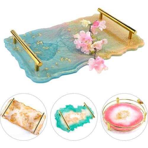 Fruit Plate Silicone Mold Set Tray Mould With Metal Frame Tea Tray Crystal Epoxy Resin Moulds DIY Material Crafts Making Tools