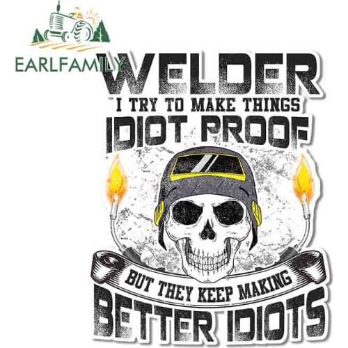 EARLFAMILY 13cm x 10.5cm for Skull Welder Better Car Sticker Personality RV Laptop Occlusion Scratch Window Trunk Cartoon Decal
