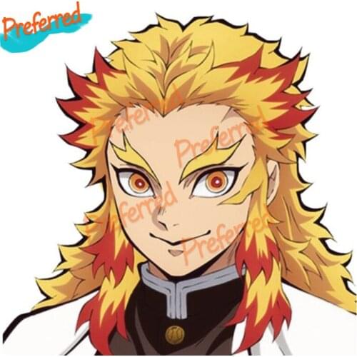 Personality Demon Slayer Rengoku Car Stickers Decal Anime Cute Car Accessories Decoration Pegatinas Para Coche
