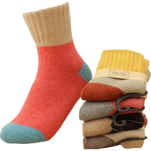 1 Pair Winter Women Socks Wool Solid Thick Thermo Keep Warm Anti-Bacterial Breathable Harajuku Terry Short Socks Fashions