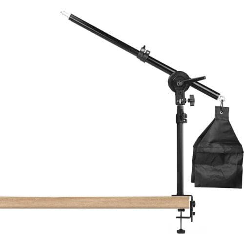 Adjustable Tabletop Light Stand C Clamp Overhead Telescopic Boom Arm with Sandbag for DSLR Camera Ring Light LED Video Panel