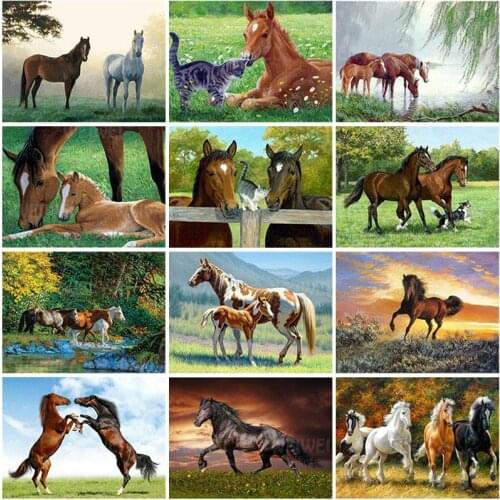 Galloping Horse Diamond Art Kits for Adults Steed Animal Cross Stitch Kits Diamond Paintings Accessories Fantasy Home Decoration