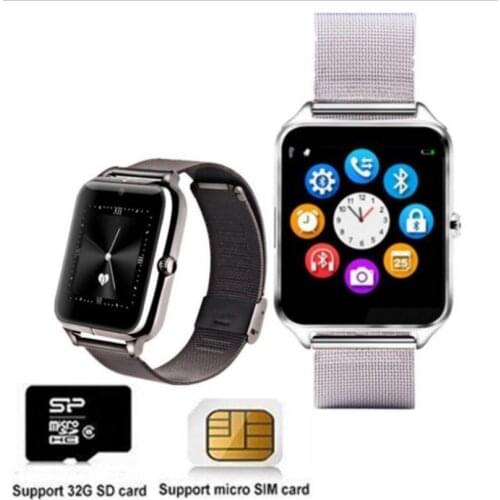 Stainless steel band Smart Watch w/ Camera Touch Screen SIM Card TF Card Slot Bluetooth Smartwatch for iPhone Xiaomi Android