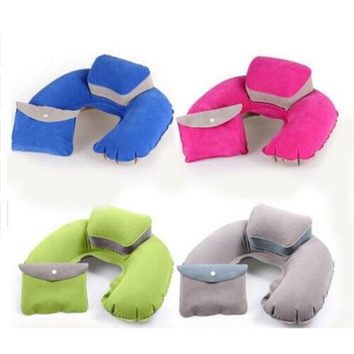 U Shaped Flocked Neck Pillows Soft Air Inflatable Space Travel Pillow Solid Neck Cervical Healthcare Bedding