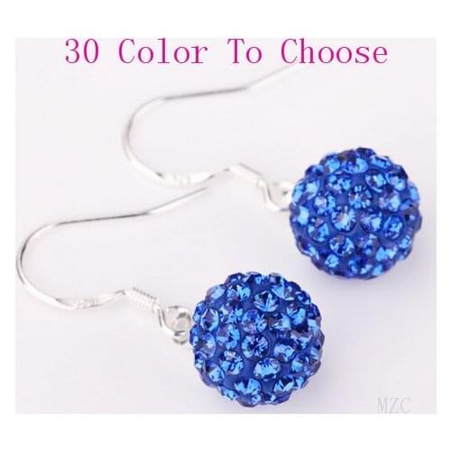 Uji4 e Gift 10mm DHL EMS Free Crystal Silver Plate Drop Earrings Jewelry Stud