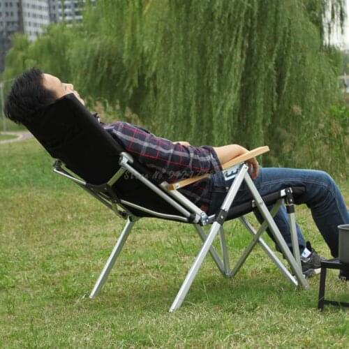 Outdoor ultra-light folding deck chair camping beach chair fishing chair lunch break chair aluminum alloy folding chair