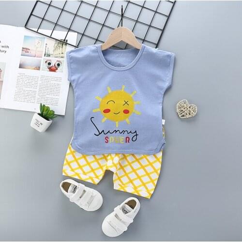 ZWF152 New 2pcs Toddler Baby Summer Boys Clothes 2-10Y Sleeveless T Shirt+shorts Girls Outfits Kids Clothing For Children Sets