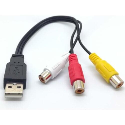 0.3m USB Male to 3RCA Male Video AV Converter Cable for Computer HDTV TV Television USB to 3RCA adapter cable for AV equipment