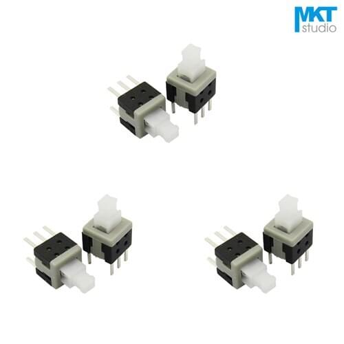 100Pcs White Button 6 Pins 5.8*5.8mm Push Button Electronic Switch Latch/No-Latch