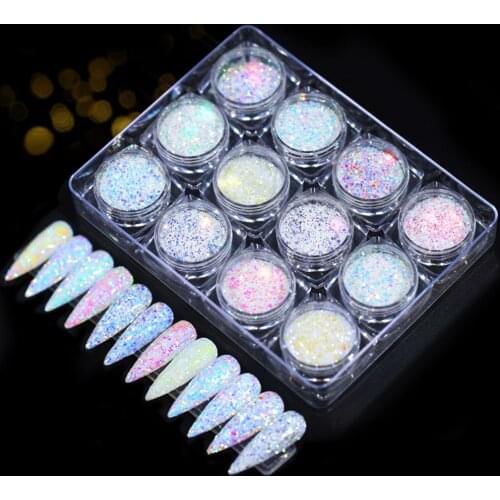 12 Colors Personal Nail Art Tips Glitter Powder Dust DIY Decoration Nail Arts Glitter DIY