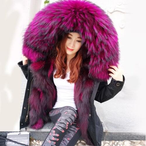 2020Fashion winter jacket women outwear thick parkas raccoon natural collar real fox fur liner coat hooded Top brand mr Hot sale