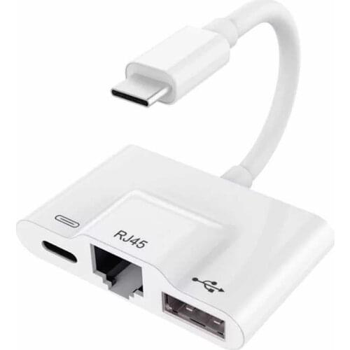3 In 1 Charger Adapter for Type-C To Lan 100Mbps Ethernet Rj45 Adapter Otg Usb 3.0 Camera Reader for Type-C Smart Phone