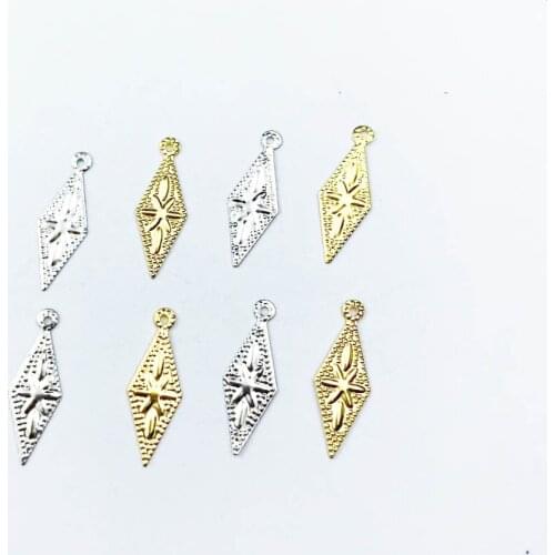 50pcs 12x21mm Metal Flower Filigree Wraps Crafts Gift Decoration DIY Cosplay Bridal hair accessories Wholesale Charms